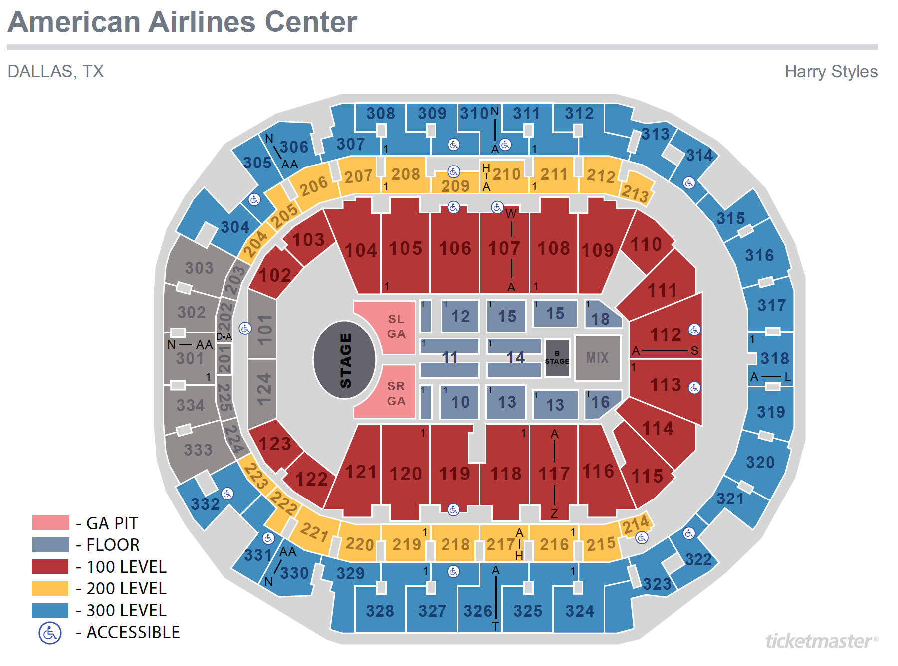 seating maps american airlines center harry styles seating chart