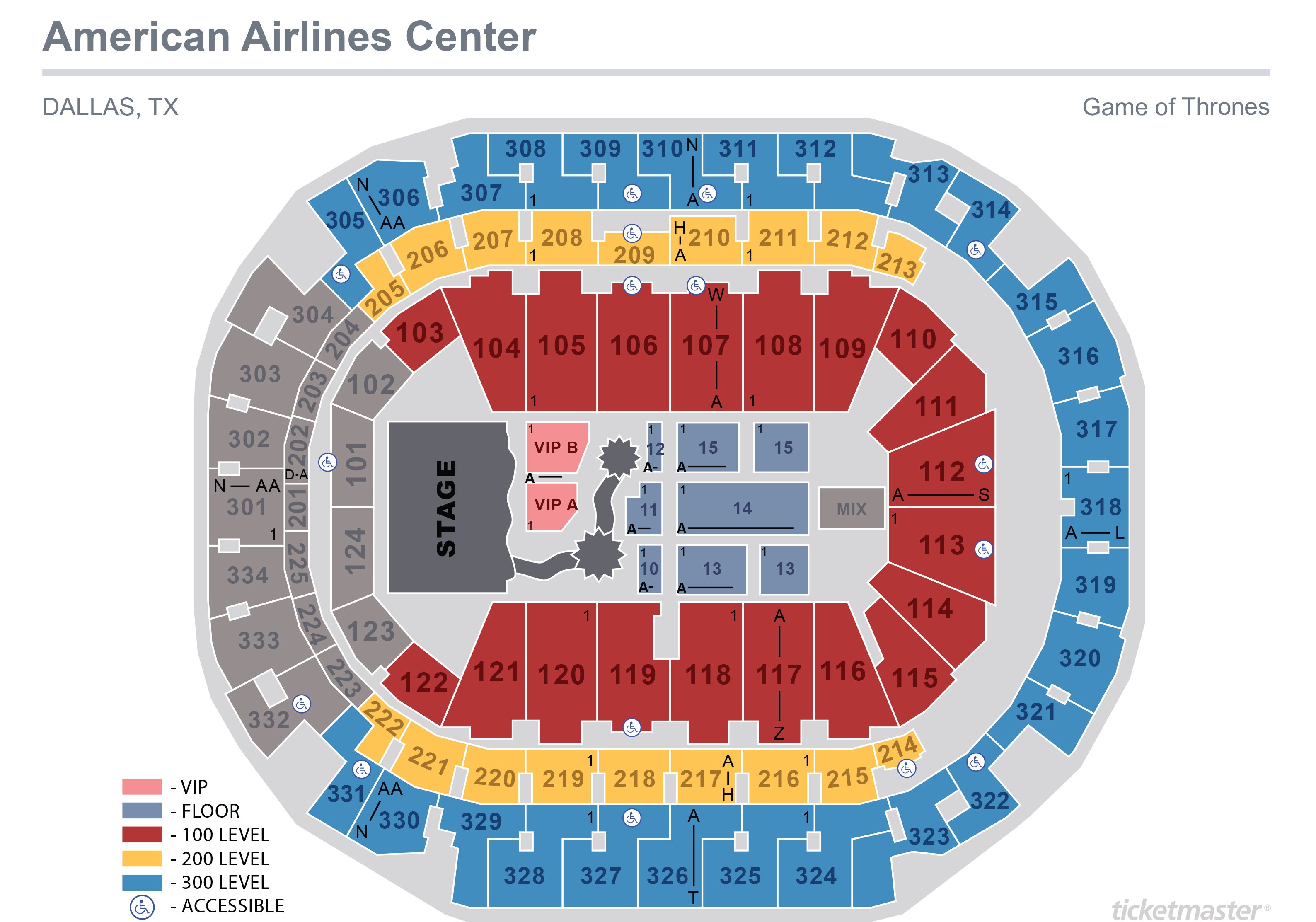 seating maps | american airlines center