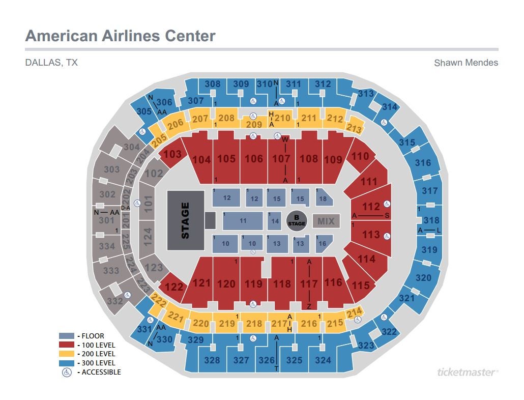 seating maps | american airlines center